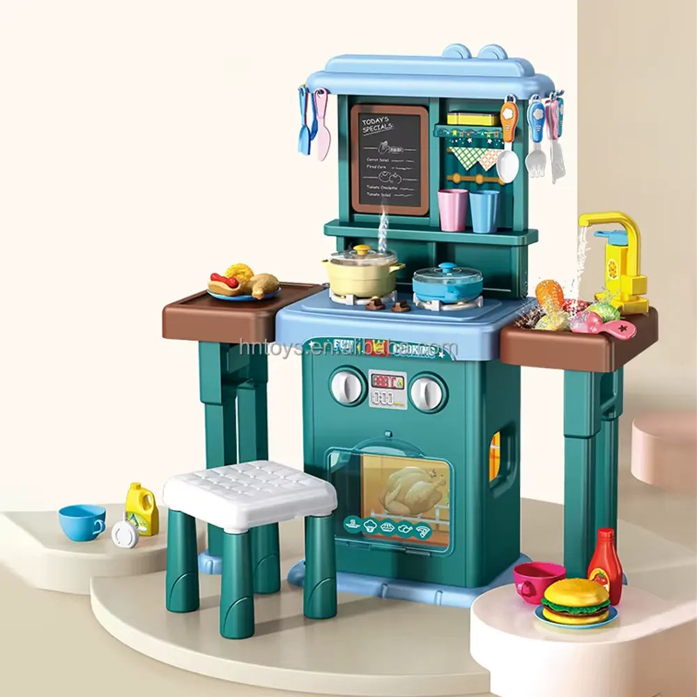 Interactive Toy Kitchen with Accessories and Chair - 3Y+