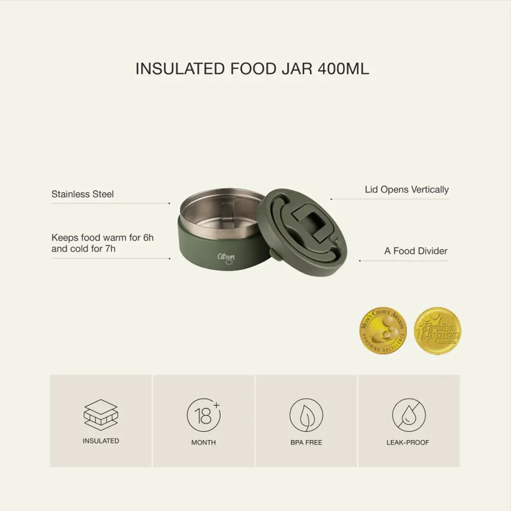Citron Stainless Steel Food Thermos 400ml - Black