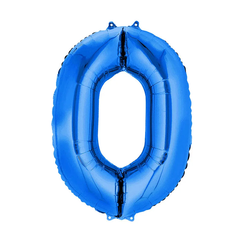 Ballon Chiffre 0 en Aluminium Bleu – 86cm
