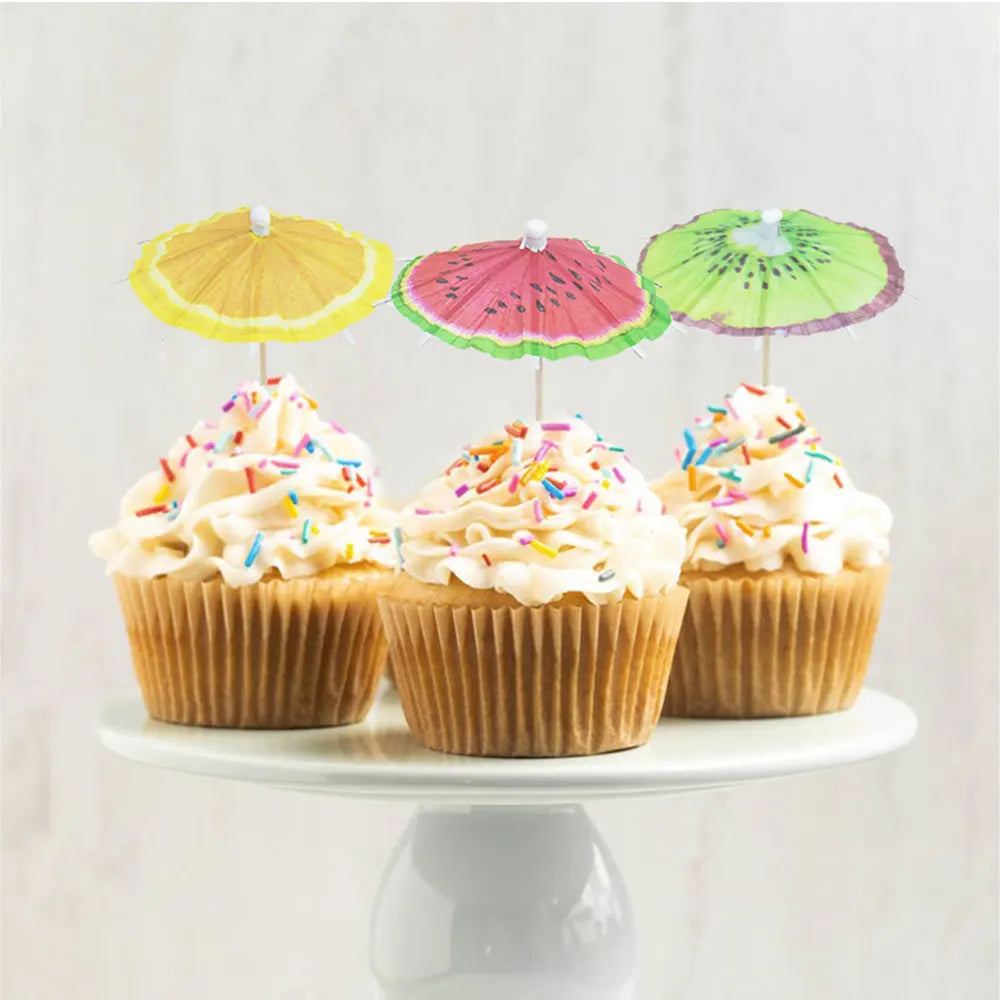 Set de 20 Pinchos Sombrilla de Frutas 10 cm