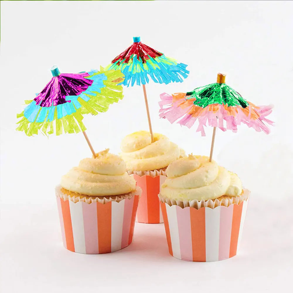 Set of 10 Metallic Umbrella Picks
