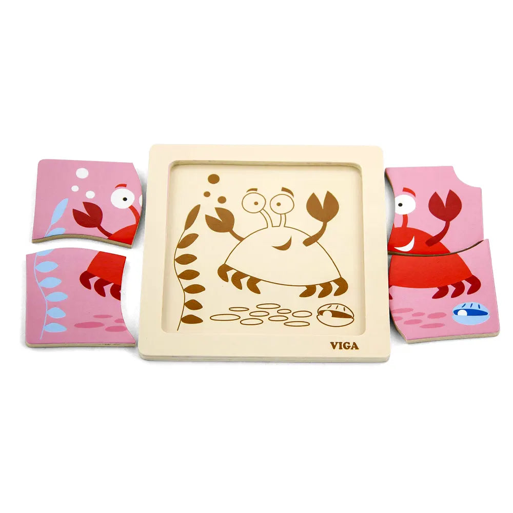 Viga Toys Wooden Crab Flat Puzzle – 12M+