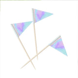Set of 12 Iridescent Silver Decorative Picks 8cm