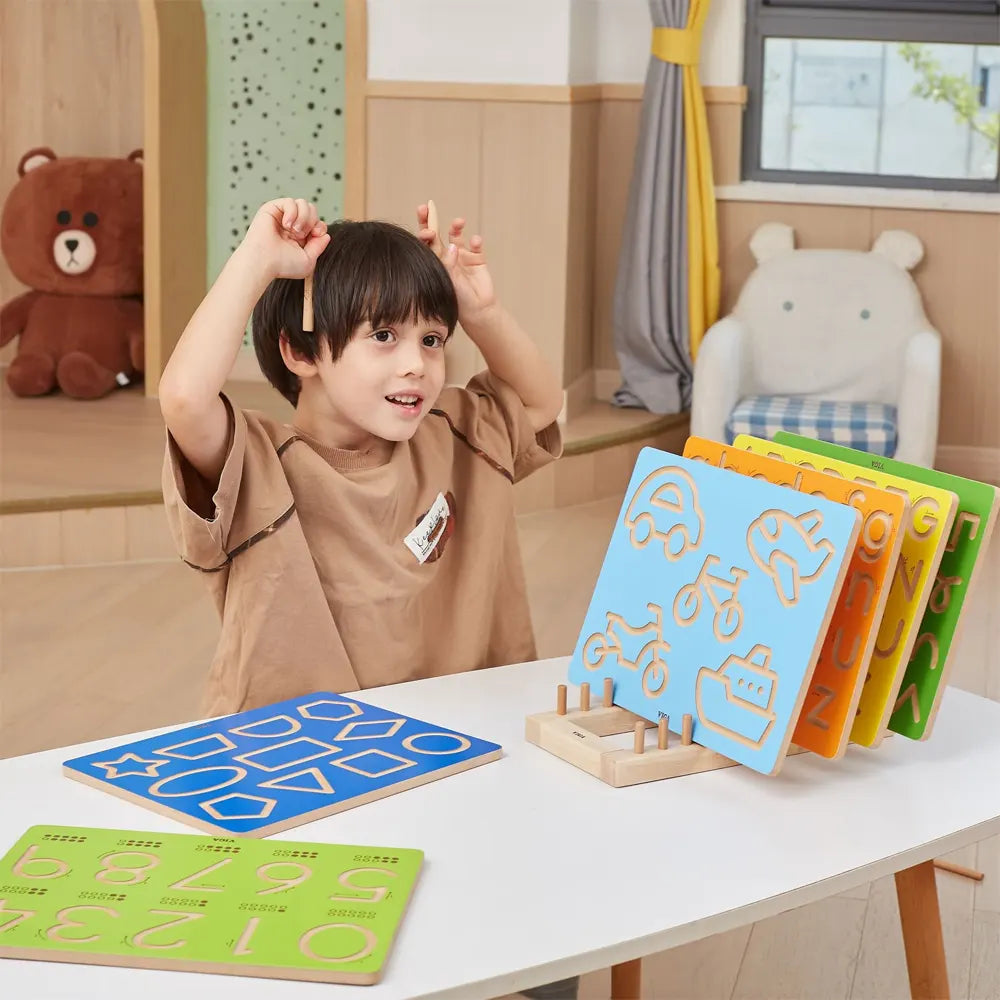 Viga Toys Pre-Writing Tracing Board Shapes - 3Y+