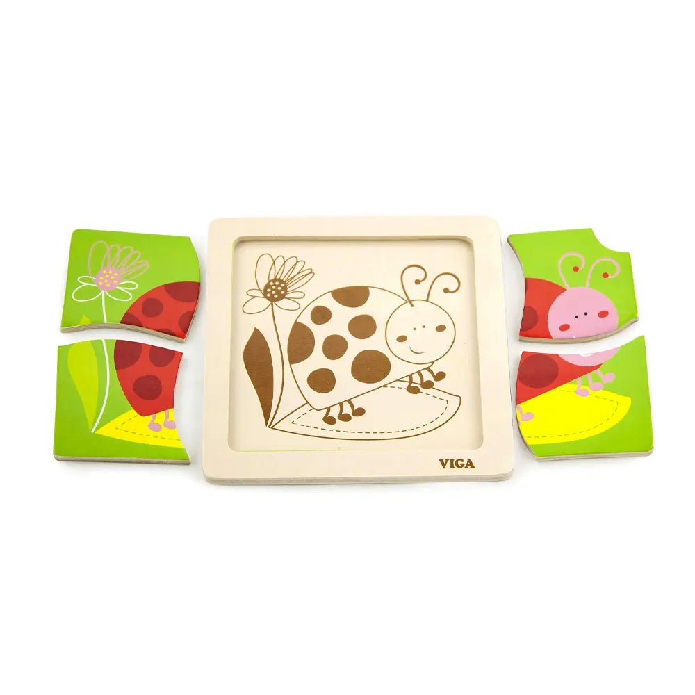 Viga Toys Wooden Ladybug Flat Puzzle – 12M+