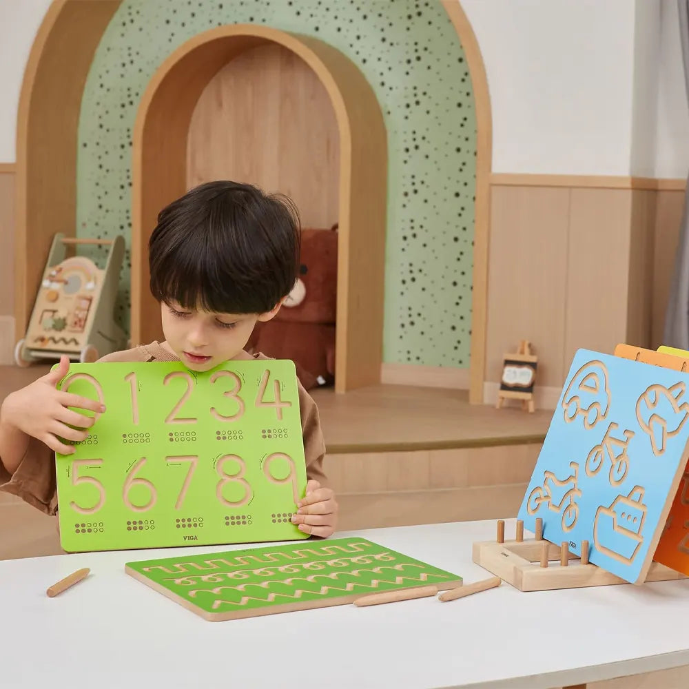 Viga Toys Pre-Writing Tracing Board Shapes - 3Y+