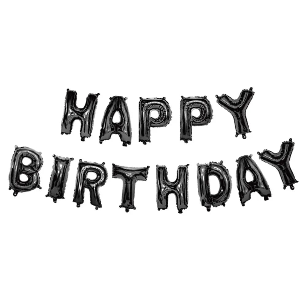 HAPPY BIRTHDAY Black Aluminum Balloons Kit – 40cm