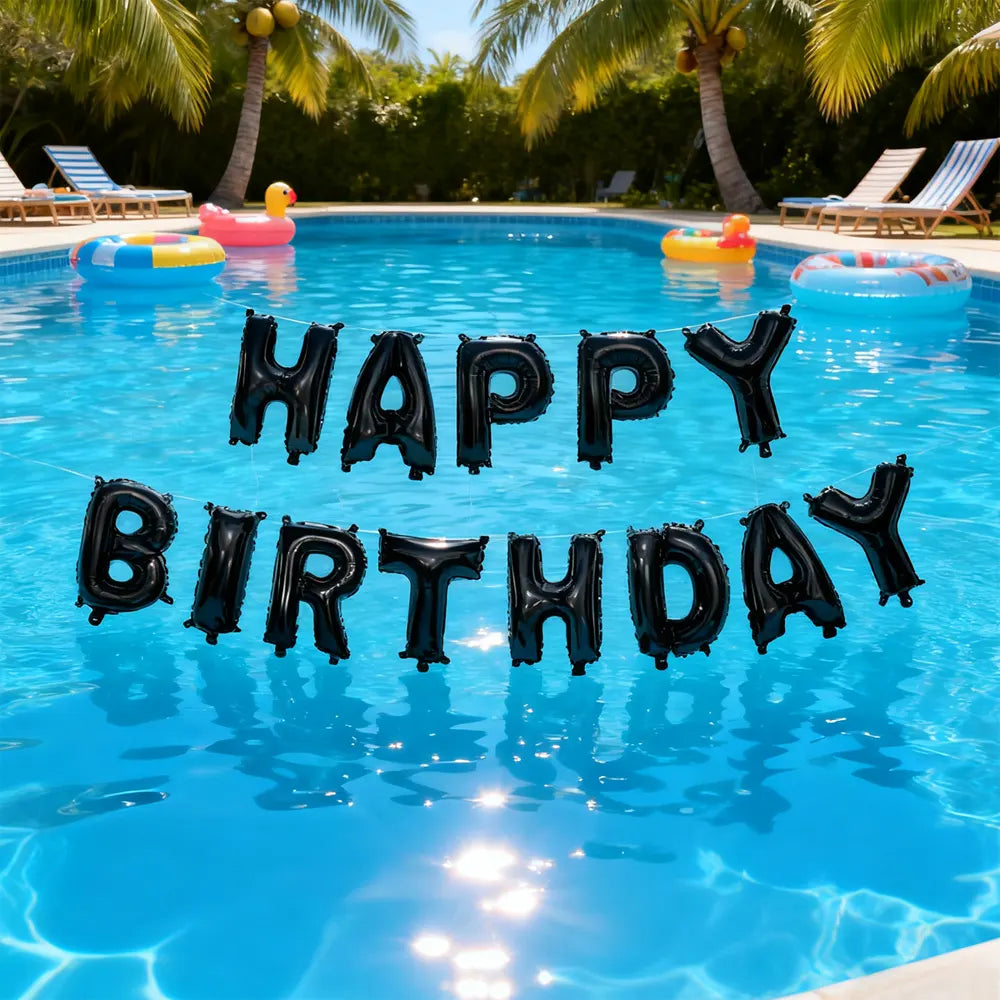 HAPPY BIRTHDAY Black Aluminum Balloons Kit – 40cm