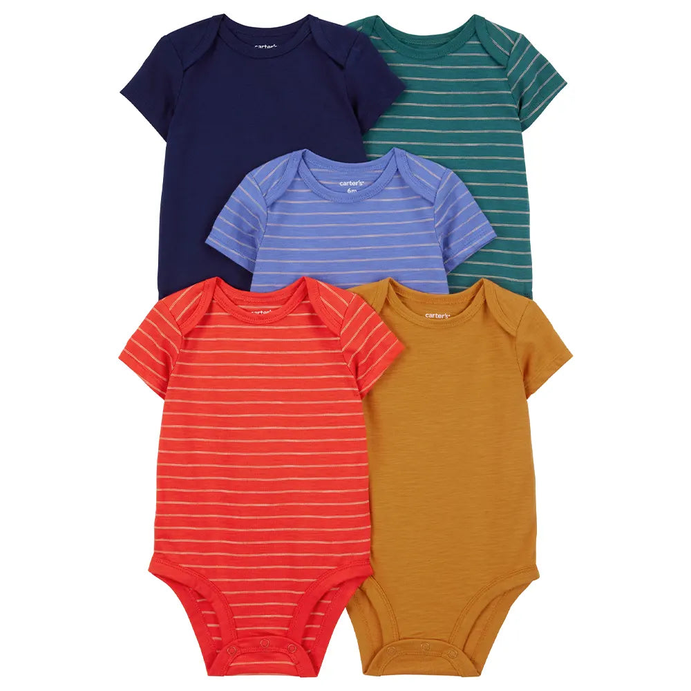 Lot de 5 Bodies à Manches Courtes Carter's - Multicolore
