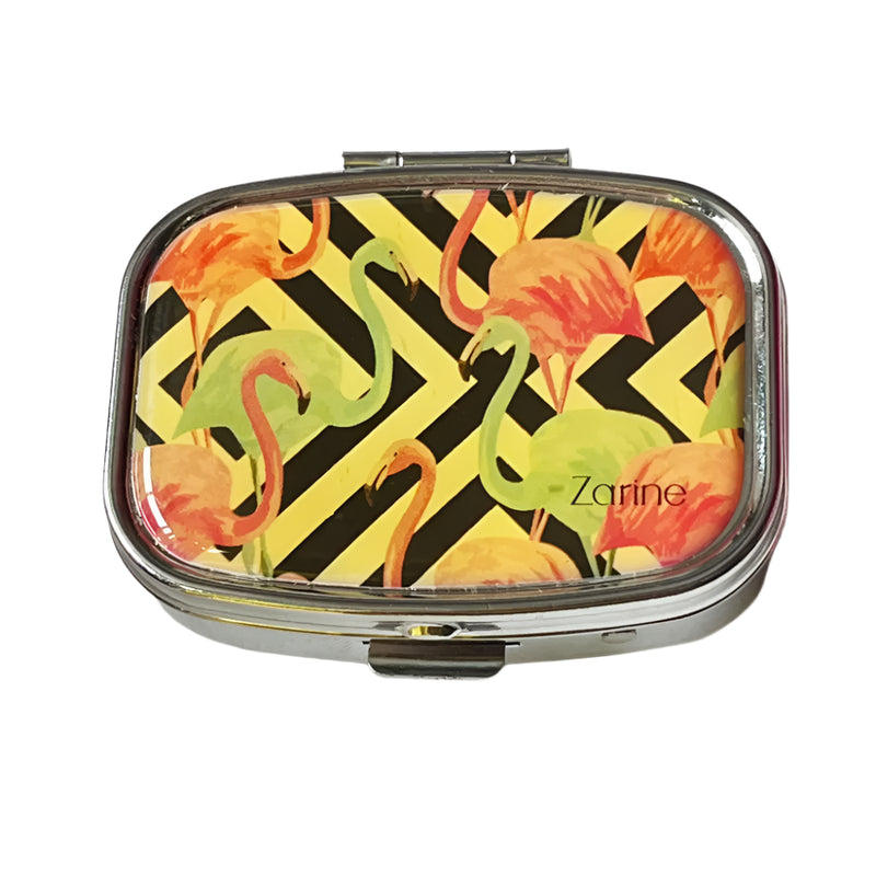 Zarine Pastillero Compacto 2 Compartimentos - Diseño Flamingo
