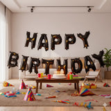 HAPPY BIRTHDAY Black Aluminum Balloons Kit – 40cm
