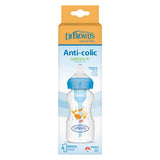 Dr. Brown’s Anti-Colic Baby Bottle Options with Wide Neck, Blue, 270 ml