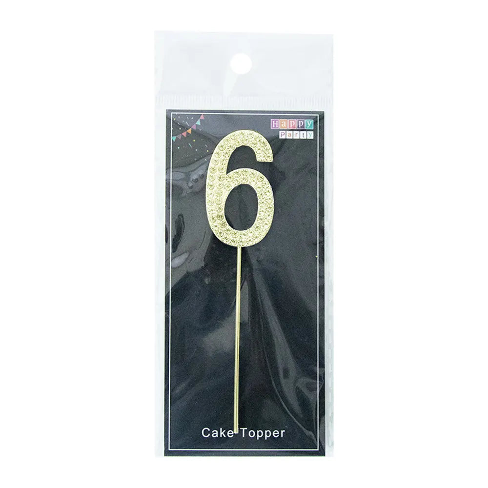 Gold Number 6 Cake Topper
