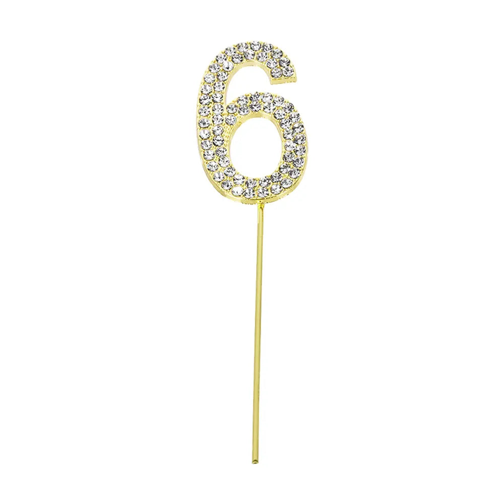 Gold Number 6 Cake Topper