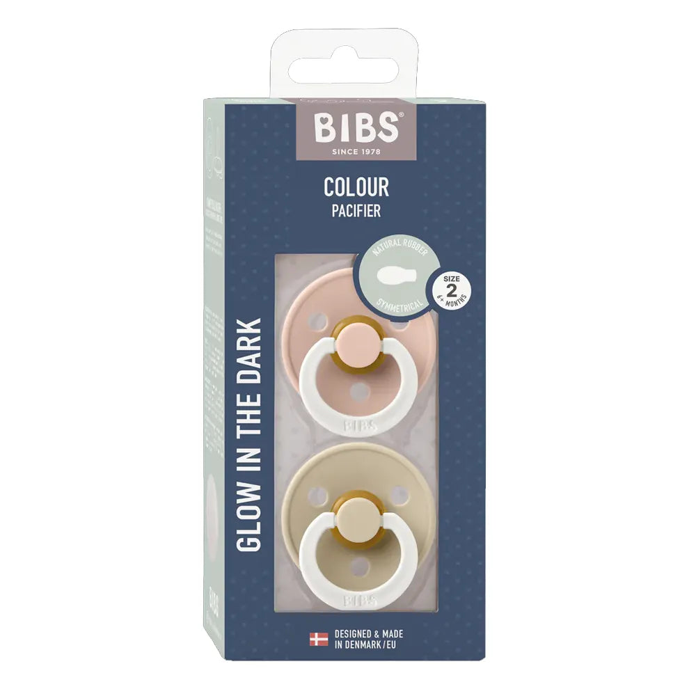 BIBS Lot de 2 Sucettes Symétriques - Blush/Vanilla - GLOW