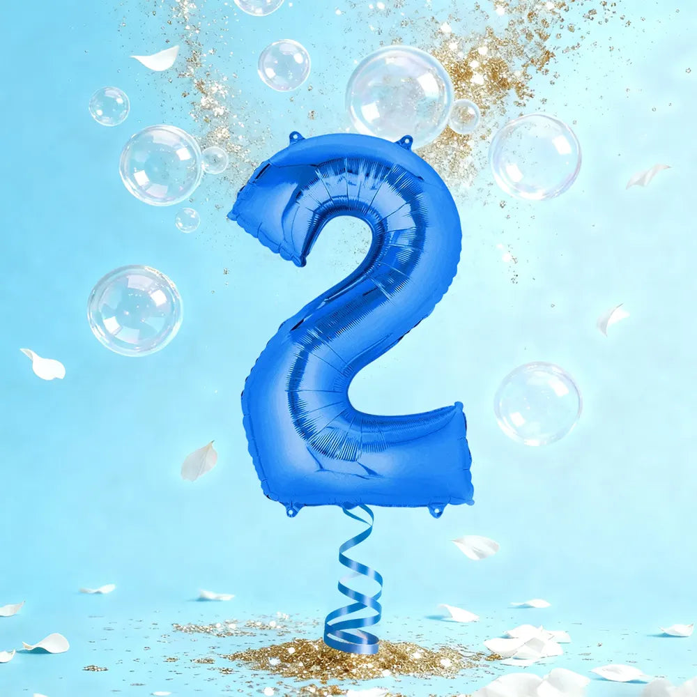 Blue Aluminum Number 2 Balloon – 86cm