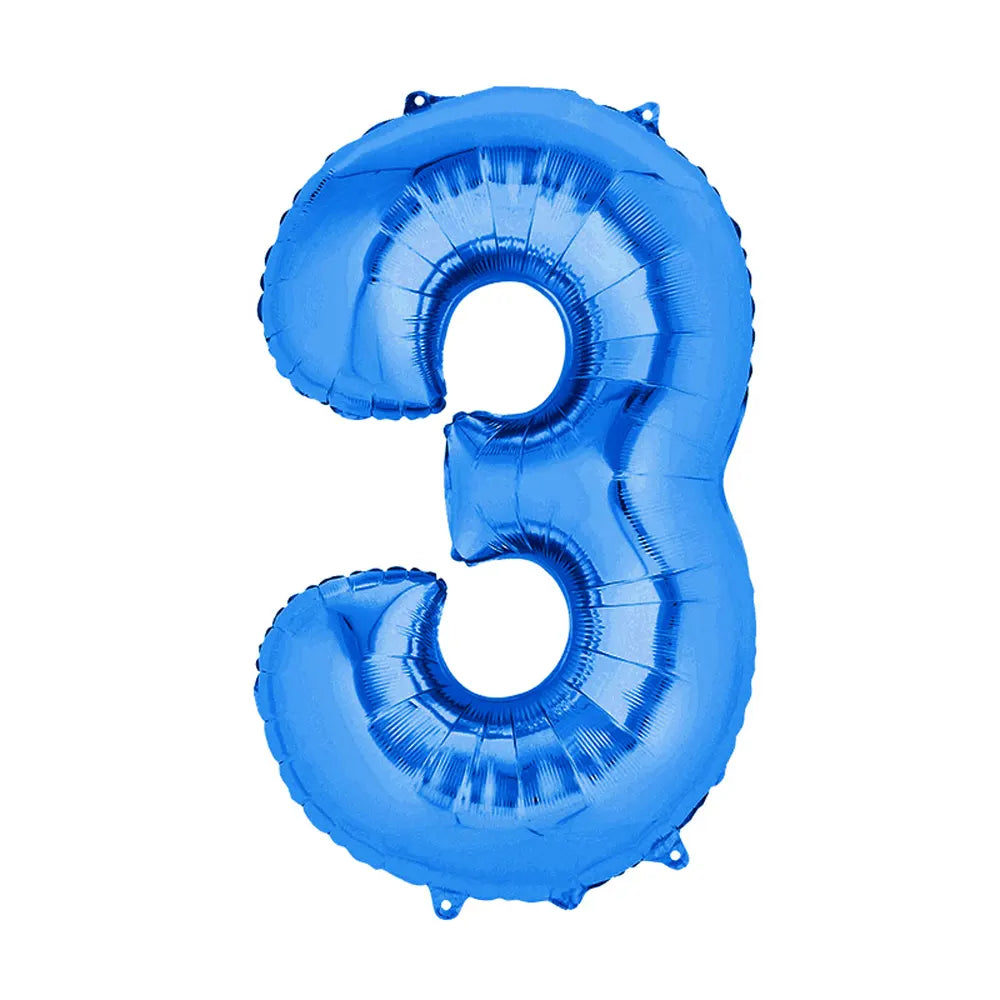 Globo de Número 3 de Aluminio Azul – 86cm