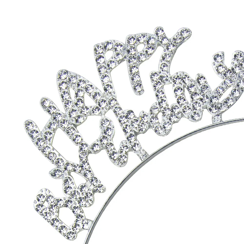 Silver Happy Birthday Headband – 1 Piece