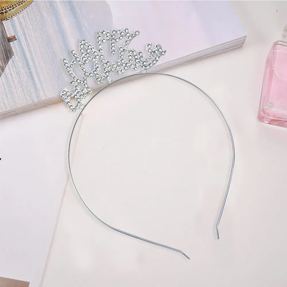 Silver Happy Birthday Headband – 1 Piece