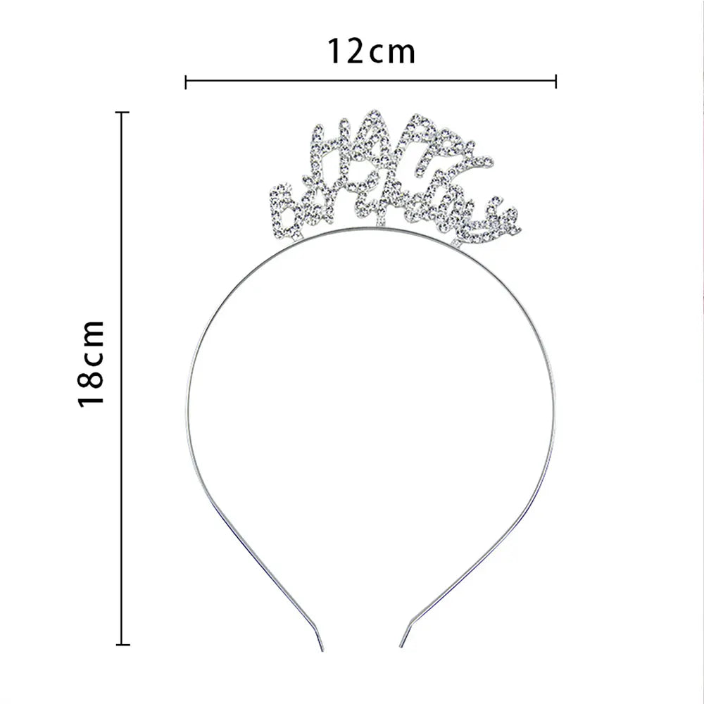 Silver Happy Birthday Headband – 1 Piece