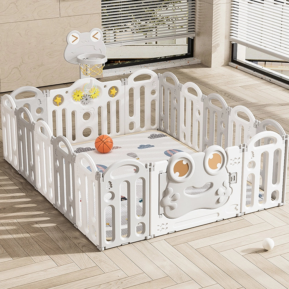 Parc de Jeux (76x29x66cm) Clôture Pliable 14+2 avec Panier de Basket
