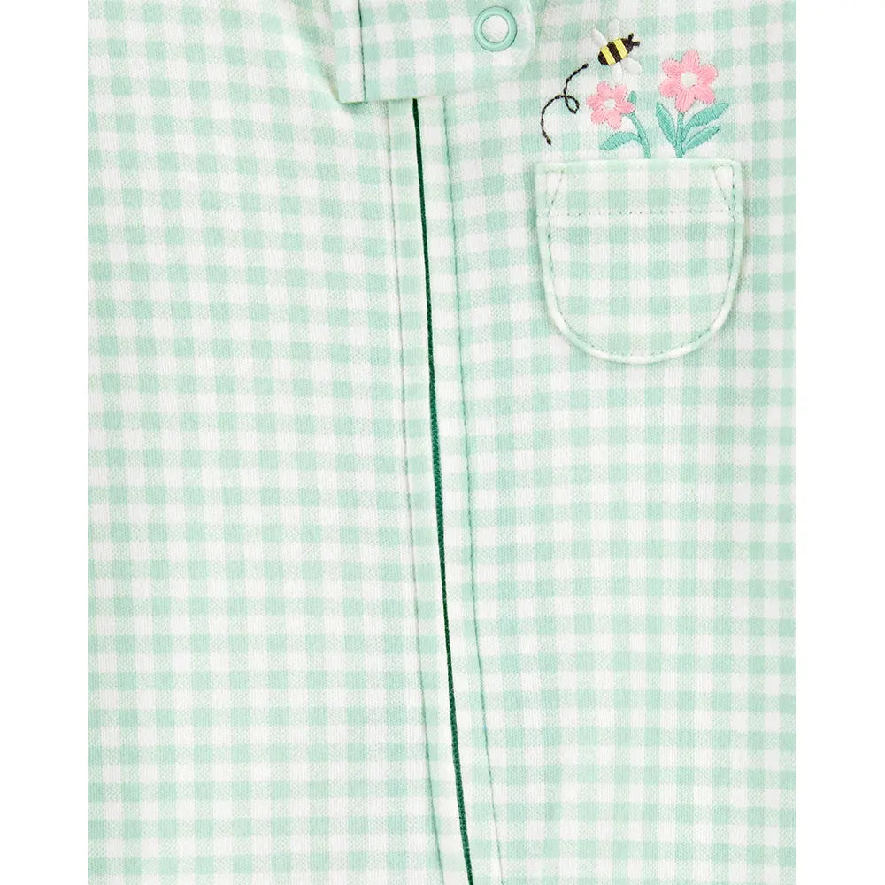 Carter's Baby Girl Zip-Up Cotton Sleeper - Gingham