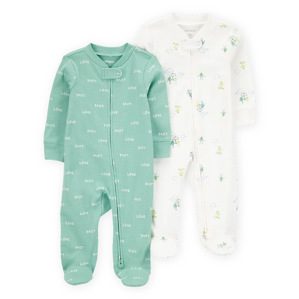 Lot de 2 pyjamas grenouille zippés bébé garçon