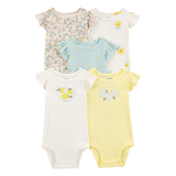 Lot de 5 bodys citron bébé fille - 100% Coton