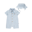 Ensemble barboteuse et chapeau vichy bébé garçon