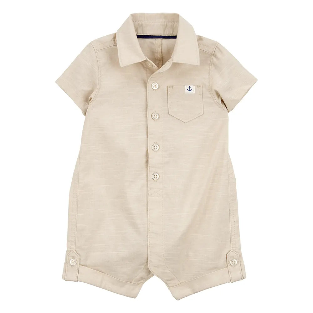 Barboteuse boutonnée pour bébé garçon - Beige