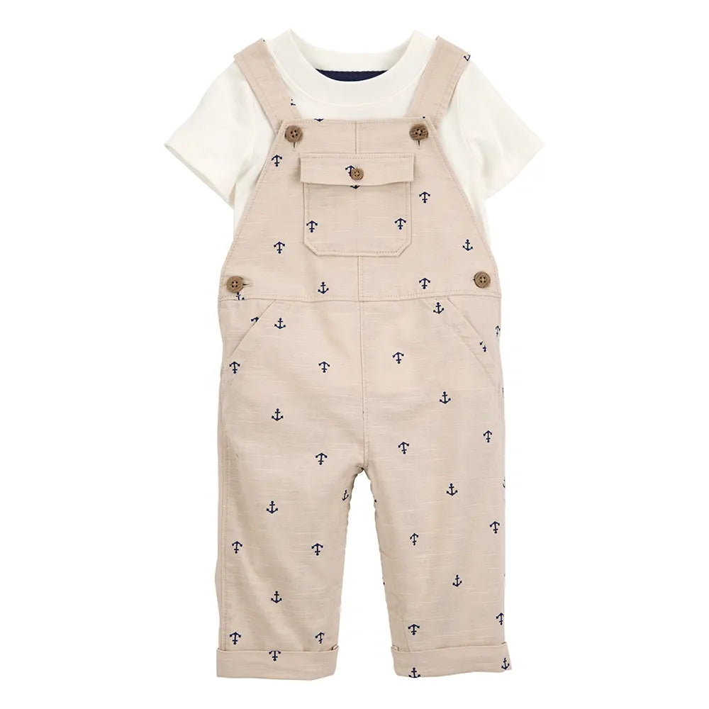 Ensemble salopette et t-shirt ancre bébé garçon