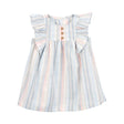 Robe rayée imitation lin manches papillon bébé fille