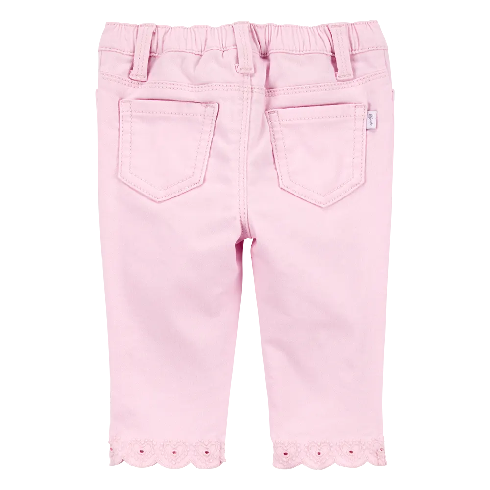 OshKosh Baby Girl Embroidered Hem Pants - Pink
