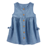 Robe en coton uni pour bébé fille - Bleu