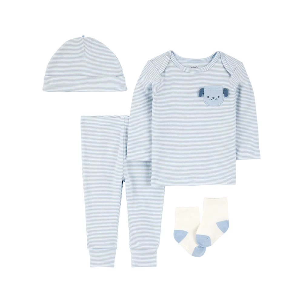 Ensemble 4 pièces chiot bébé garçon - 100% Coton