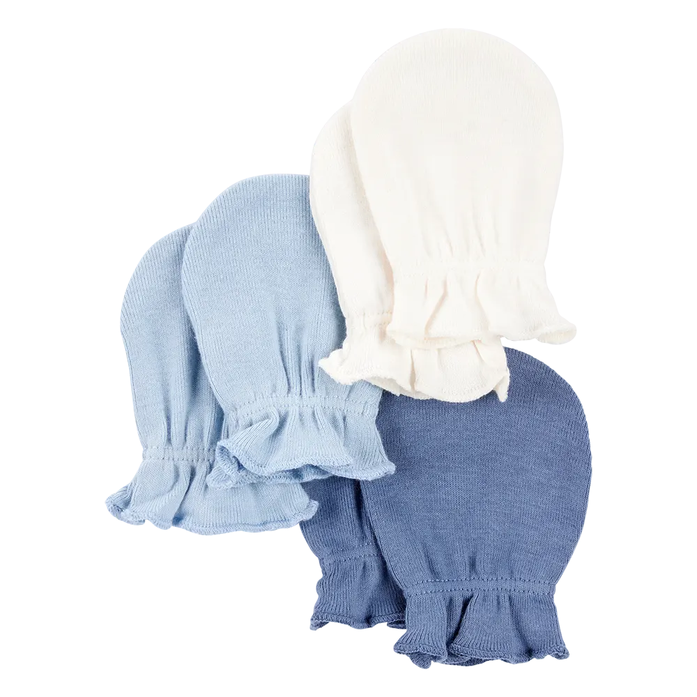 Lot de 3 moufles anti-griffures bébé garçon - Coton