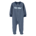 Baby Boy Carter's Little Bro Striped Cotton Zip-Up Sleep & Play - Blue