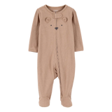 Pyjama dors-bien zippé côtelé ours bébé - Brun