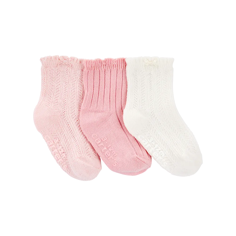 Lot de 3 paires de chaussettes pointelle bébé fille