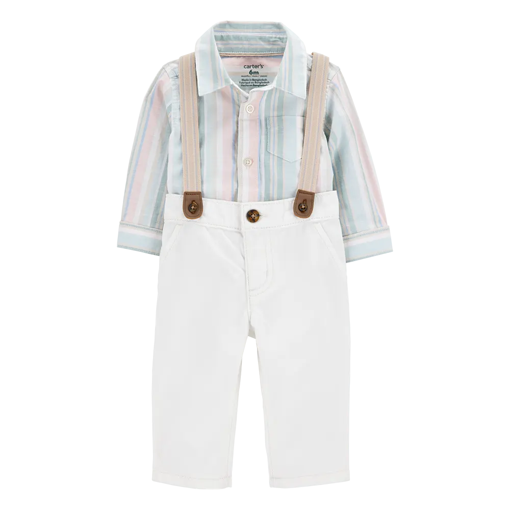 Ensemble 3 pièces avec bretelles bébé garçon