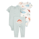 Ensemble 3 pièces dinosaure bébé garçon - Coton