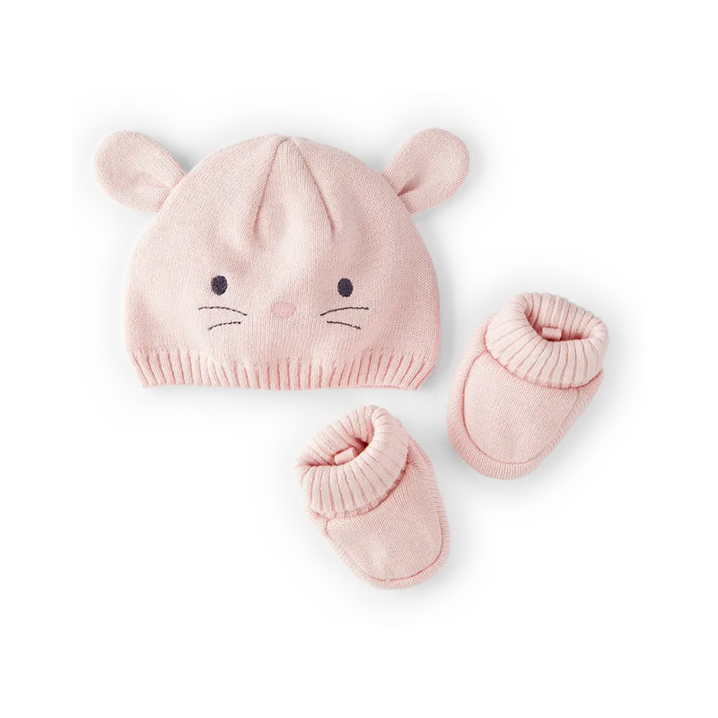 Coffret Cadeau Bonnet & Chaussons Carter's - Lapin Rose