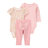 Ensemble 3 pièces souris florale bébé fille - Coton