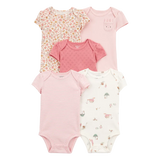 Lot de 5 bodys lapin fleuri bébé fille - Coton