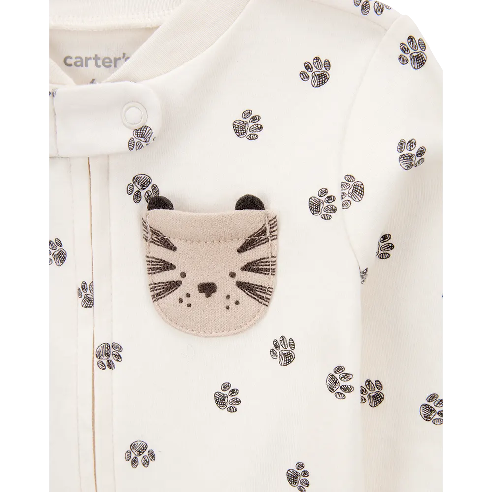 Pyjama dors-bien zippé tigre bébé garçon - Coton