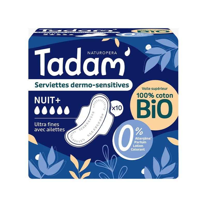 Tadam' Naturopera Toallitas Dermo-Sensibles - Noche+ 10 Unidades