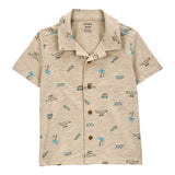 Carter's Boy's Cotton Short Sleeve Shirt - Khaki Beach