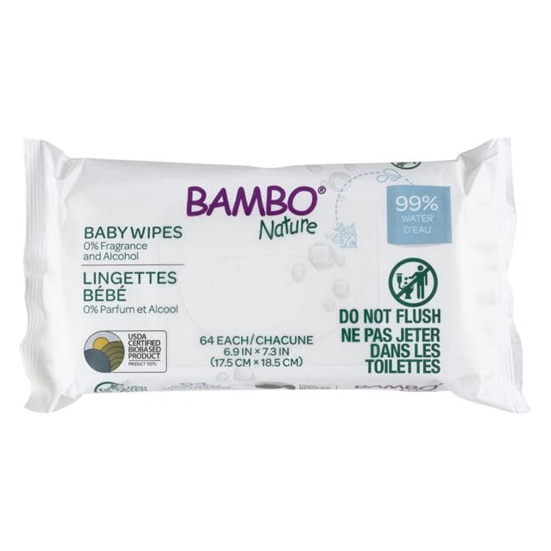 Bambo Nature Wet Water Wipes - 64 Units