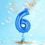 بالون رقم 6 من الألومنيوم أزرق – 36 سم