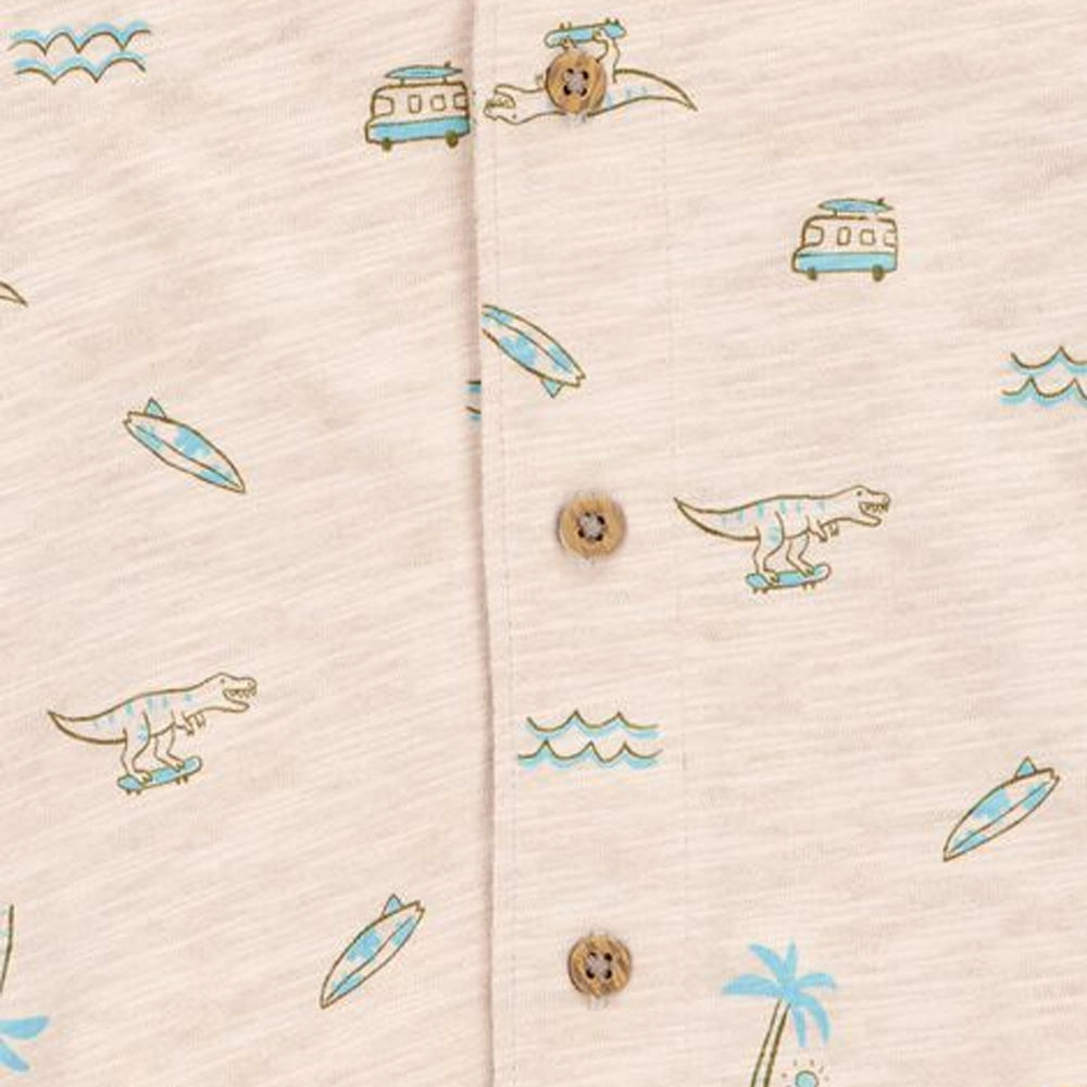 Carter's Boy's Cotton Short Sleeve Shirt - Khaki Beach